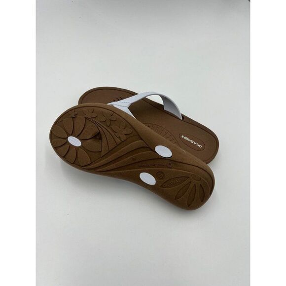Brand‎ New Okabashi Breeze White & Tan Flip Flop For Women Size Small 5-6 - Picture 6 of 9